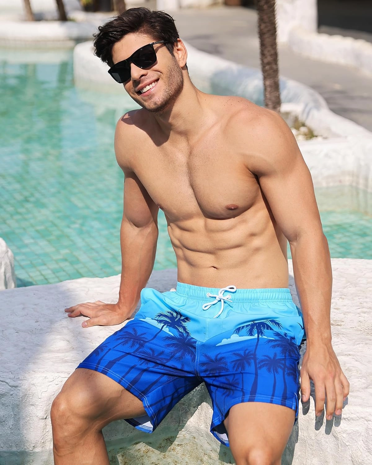 Men's Swim Trunks with Compression Liner Bathing Suits Swimwear Swimming Board Beach Shorts 7 Quick Dry Swimsuit