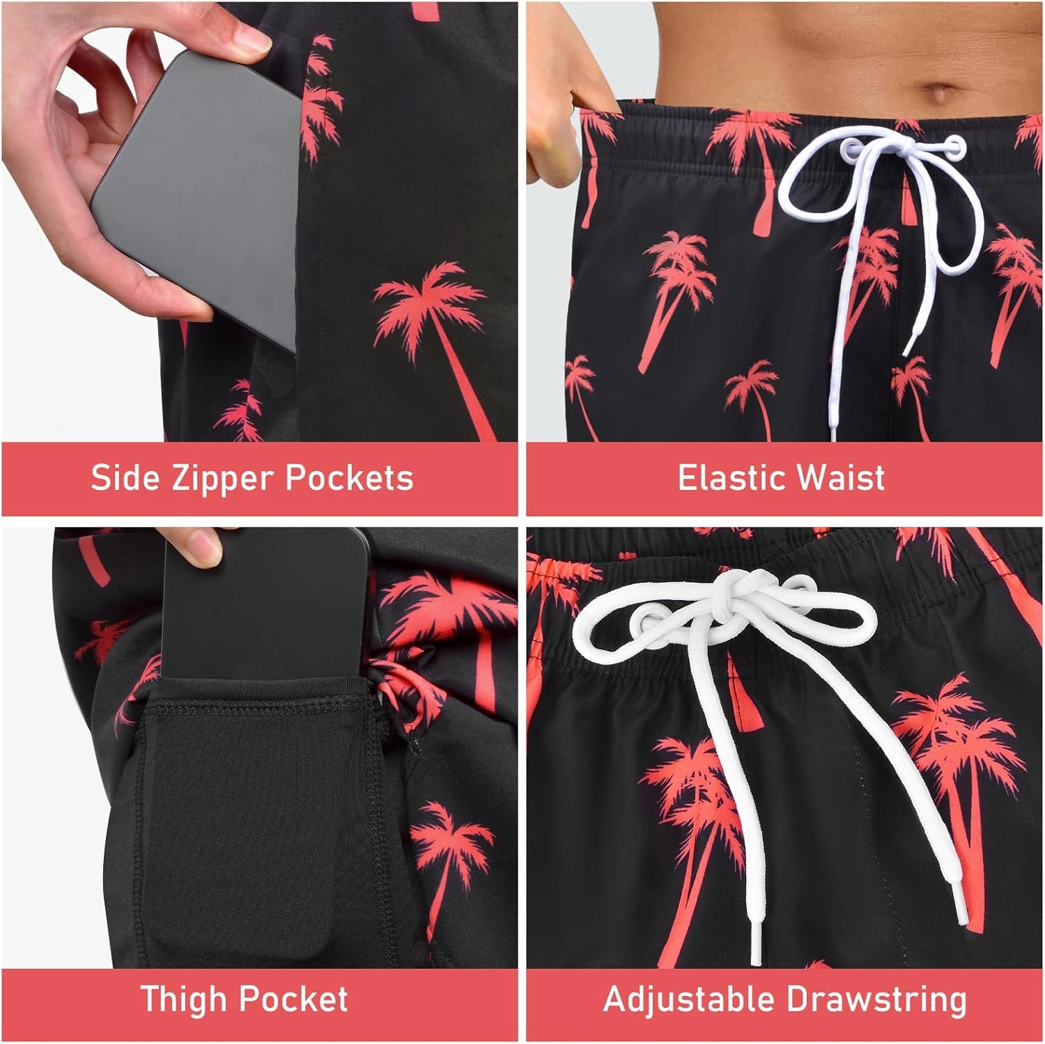 Men's Swim Trunks with Compression Liner Bathing Suits Swimwear Swimming Board Beach Shorts 7 Quick Dry Swimsuit
