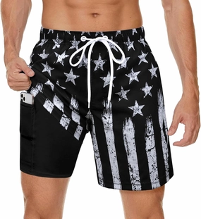 Men's Swim Trunks with Compression Liner Bathing Suits Swimwear Swimming Board Beach Shorts 7 Quick Dry Swimsuit