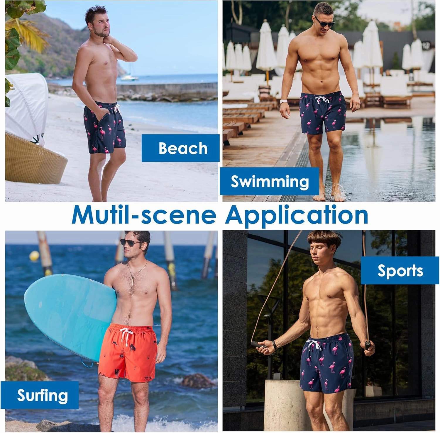 Men's Swim TrunksMesh Lining Quick Dry with Pockets Beach Shorts Hawaiian