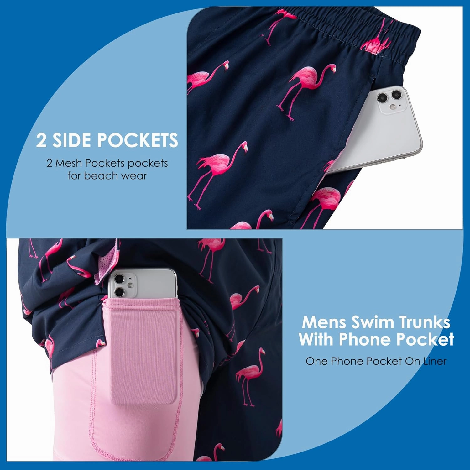 Men's Swim TrunksMesh Lining Quick Dry with Pockets Beach Shorts Hawaiian