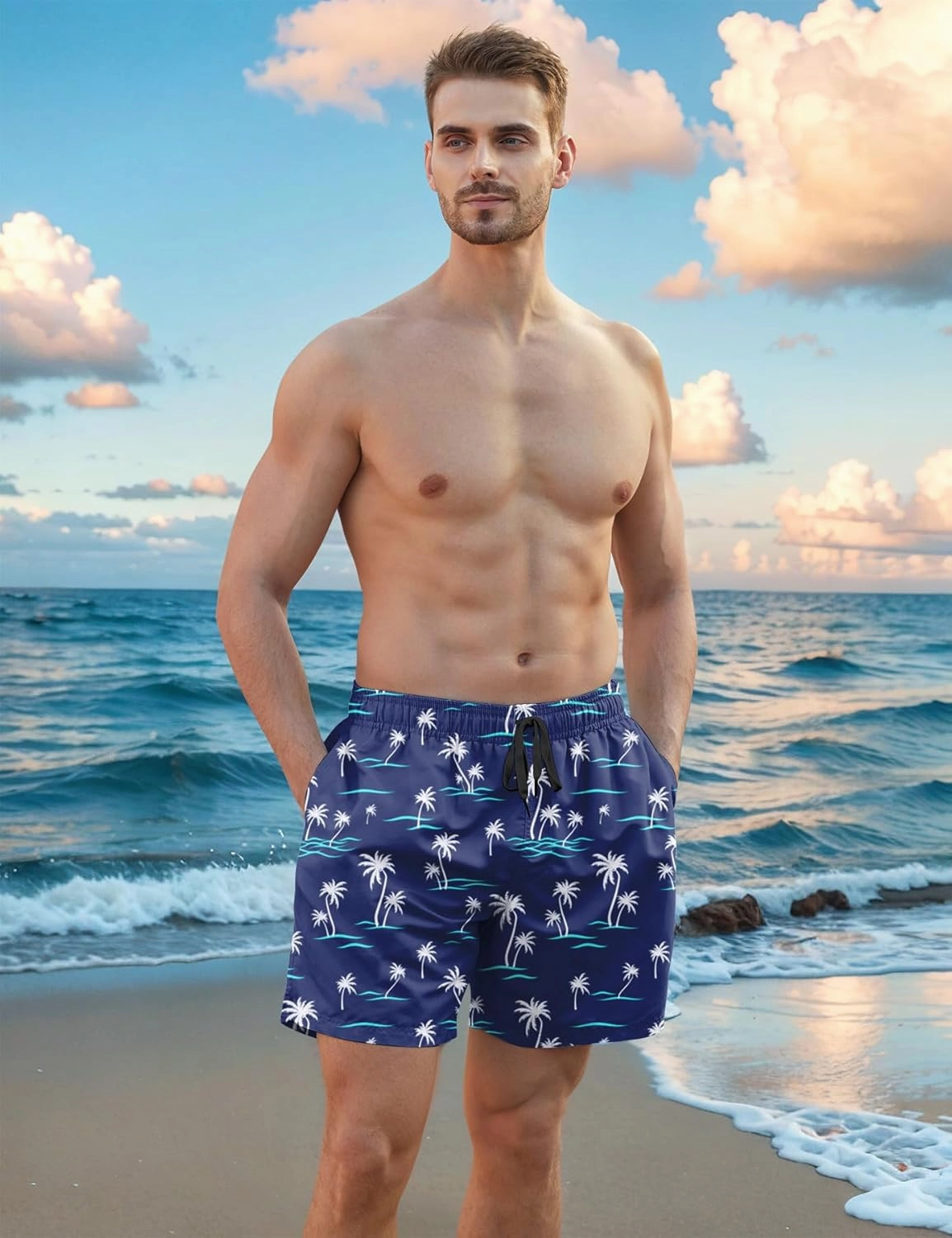 Men Swim Trunks 5.5 Inch Board Shorts 2 in 1 Swimwear with Compression Liner