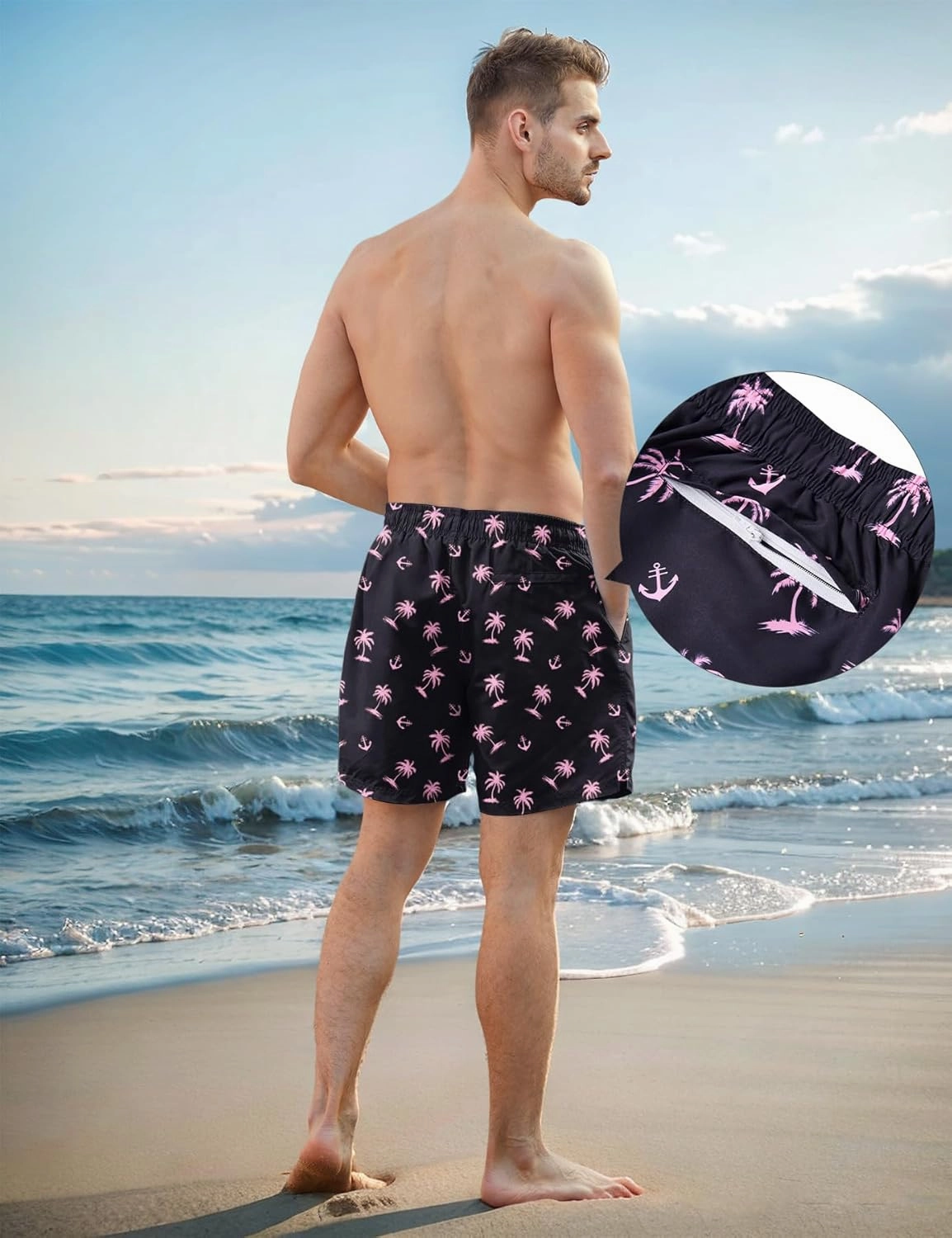 Men Swim Trunks 5.5 Inch Board Shorts 2 in 1 Swimwear with Compression Liner