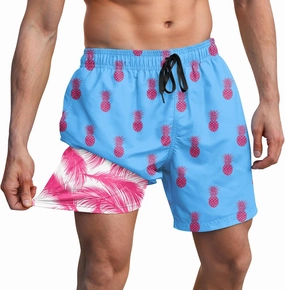 Men Swim Trunks 5.5 Inch Board Shorts 2 in 1 Swimwear with Compression Liner