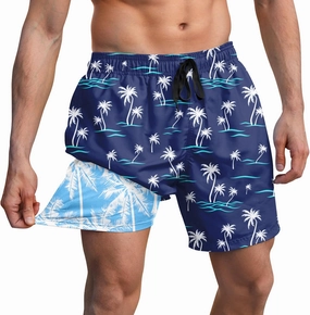 Men Swim Trunks 5.5 Inch Board Shorts 2 in 1 Swimwear with Compression Liner