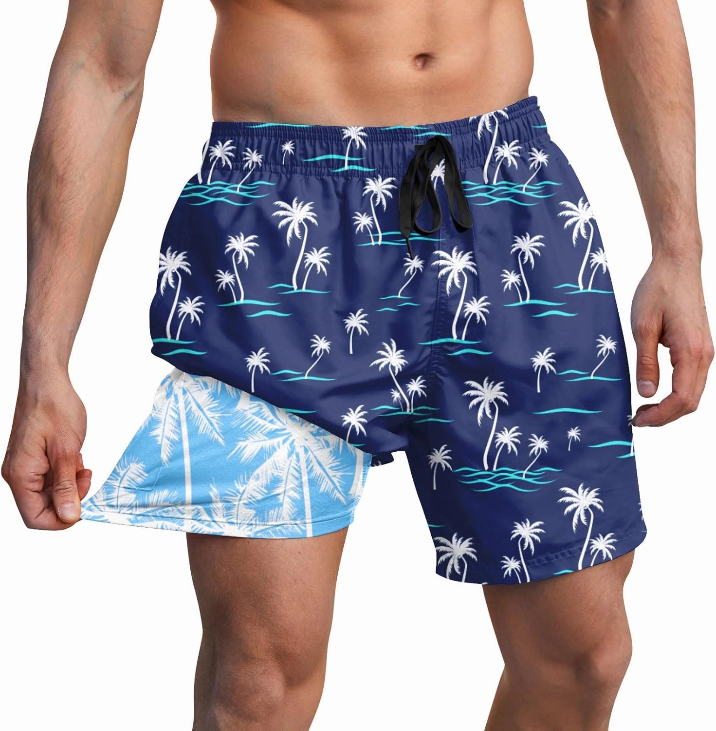 Men Swim Trunks 5.5 Inch Board Shorts 2 in 1 Swimwear with Compression Liner