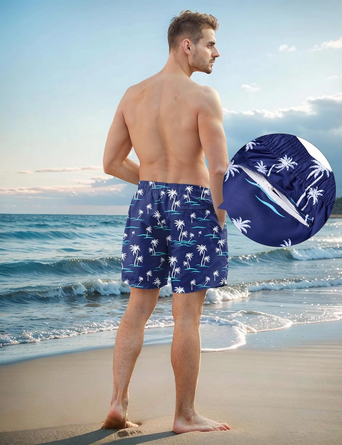 Men Swim Trunks 5.5 Inch Board Shorts 2 in 1 Swimwear with Compression Liner