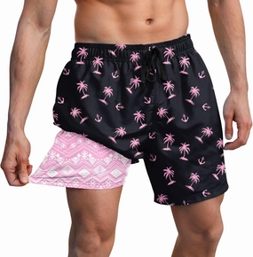 Men Swim Trunks 5.5 Inch Board Shorts 2 in 1 Swimwear with Compression Liner