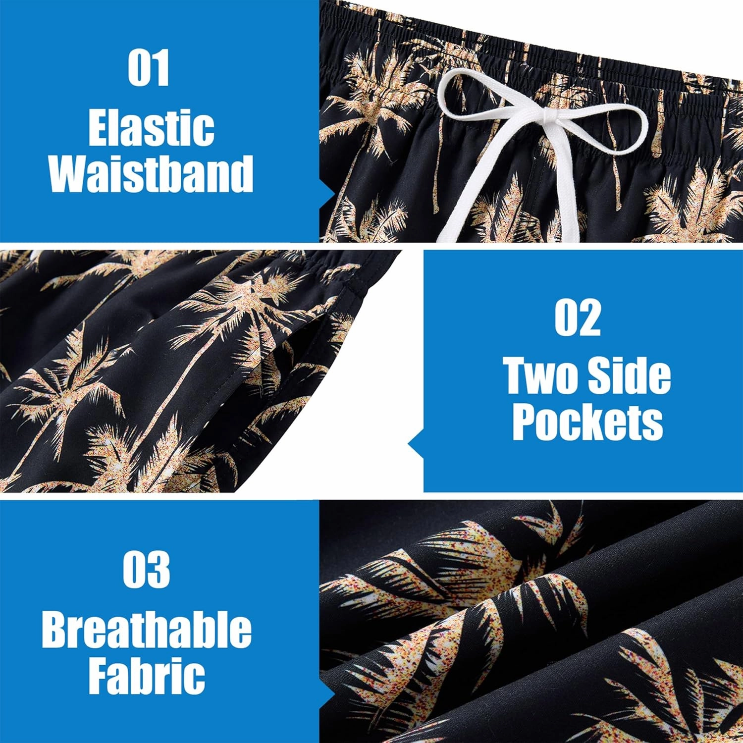 Men Swim Trunks with Compression Liner Men's 2 in 1 Bathing Suits 7 Inch Hawaiian Board Shorts