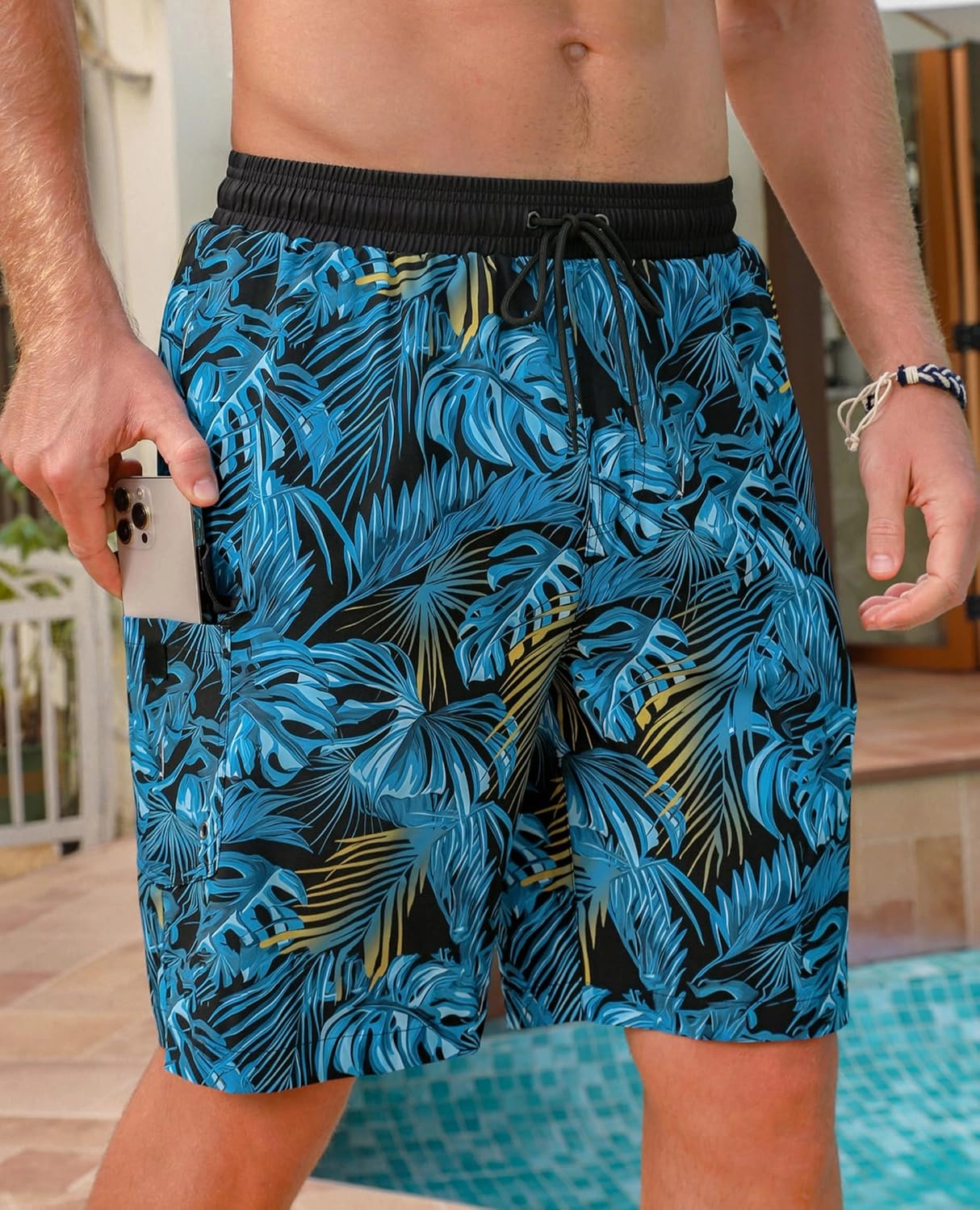 Mens 9 inch Swim Trunks with Compression Liner Quick Dry 2 in 1 Swimming Shorts with Pockets Bathing Suits Swimsuit