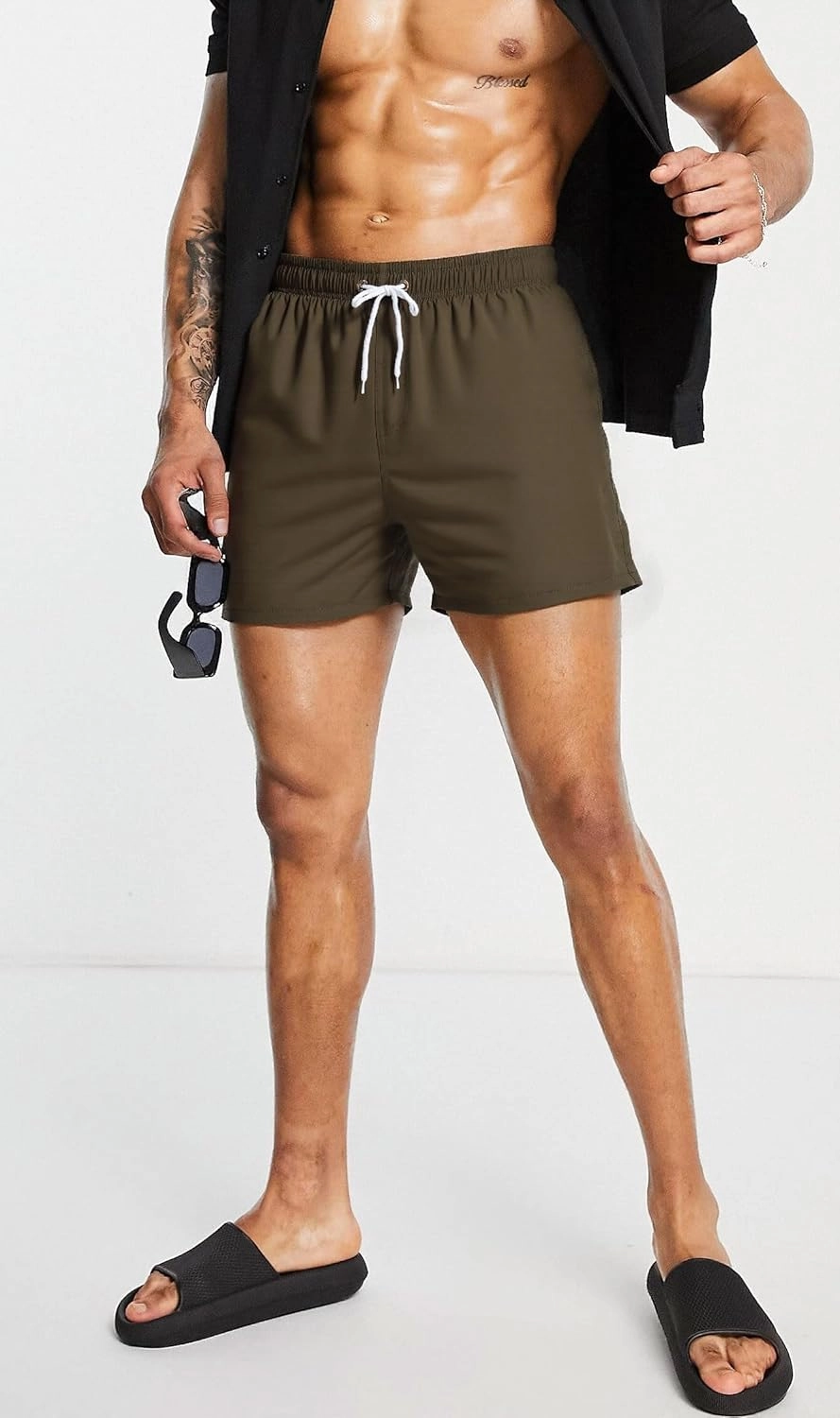 Mens Swim Trunks 5" with Mesh Lining Quick Dry Beach Shorts for Swimming Men Bathing Suit
