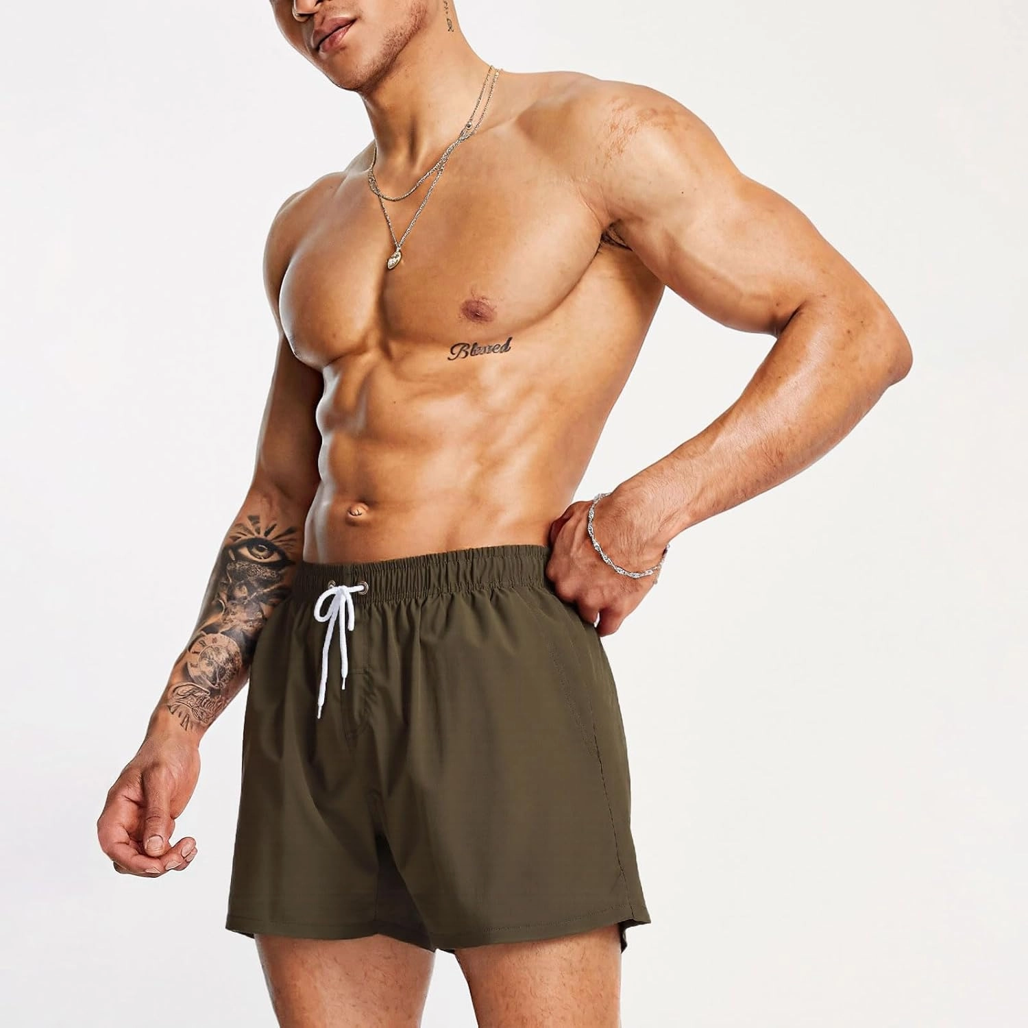 Mens Swim Trunks 5" with Mesh Lining Quick Dry Beach Shorts for Swimming Men Bathing Suit