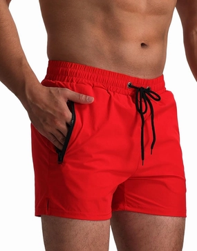 Mens Swim Trunks 5" with Mesh Lining Quick Dry Beach Shorts with Zipper Pockets Sports Swimming Trunks for Men