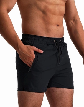Mens Swim Trunks 5" with Mesh Lining Quick Dry Beach Shorts with Zipper Pockets Sports Swimming Trunks for Men