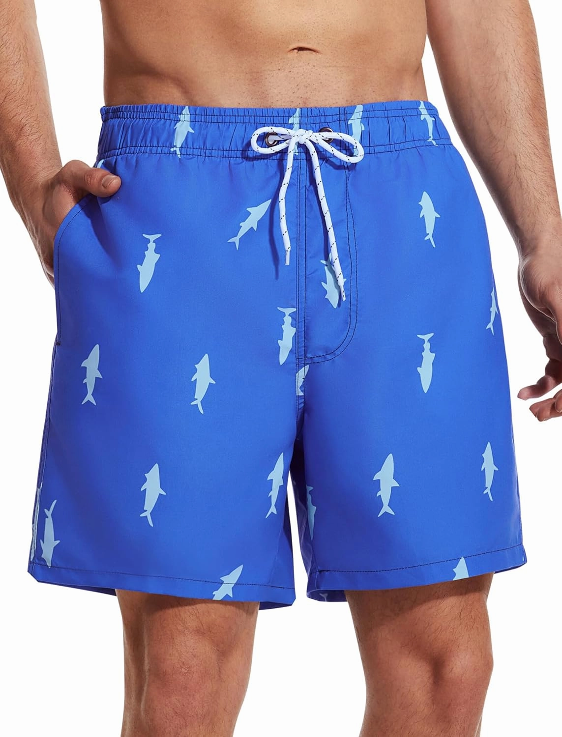 Mens Swim Trunks 6 Inch Inseam Mesh Lining Bathing Suits Quick Dry Beach Shorts Swimsuits Swimwear with Pockets