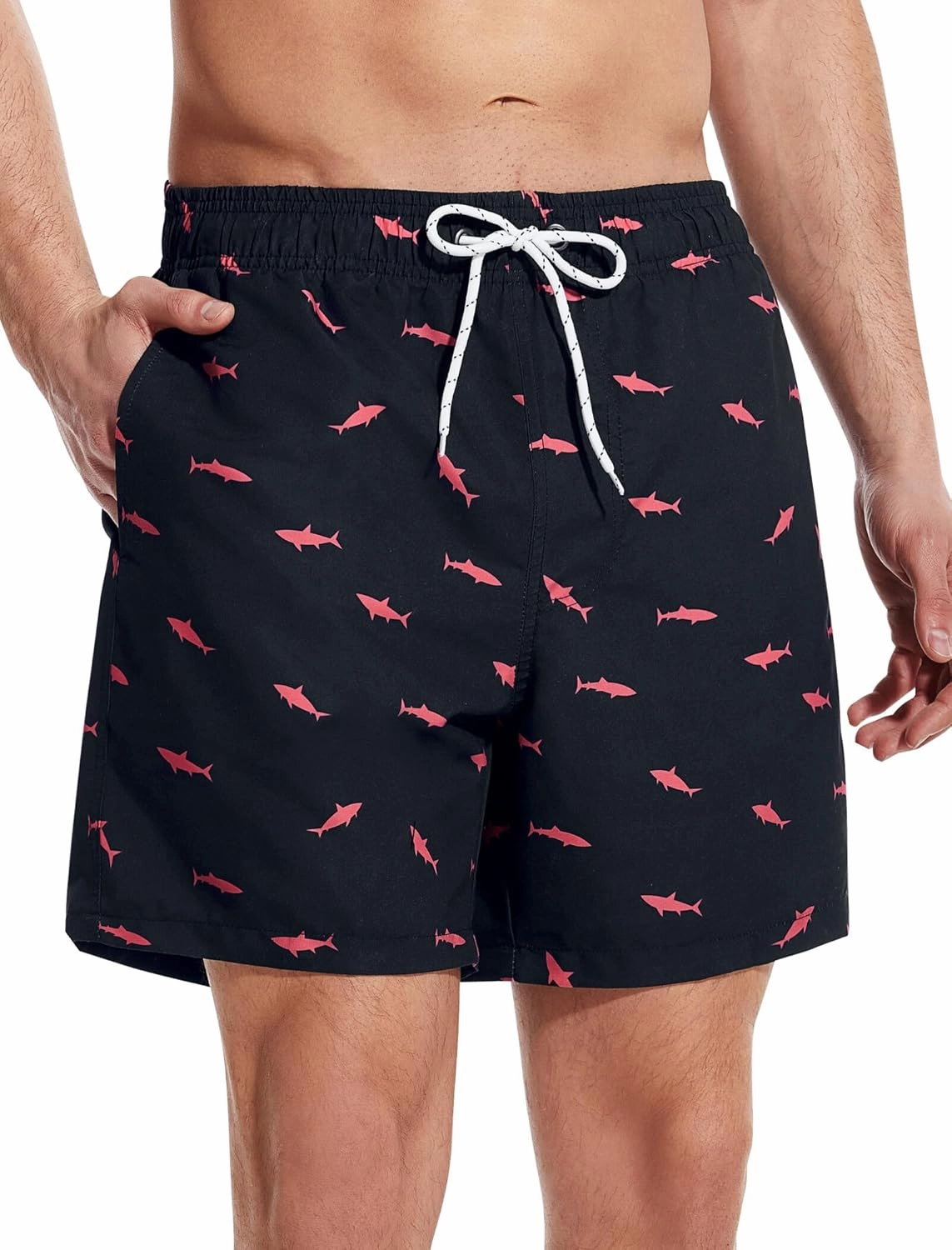 Mens Swim Trunks 6 Inch Inseam Mesh Lining Bathing Suits Quick Dry Beach Shorts Swimsuits Swimwear with Pockets
