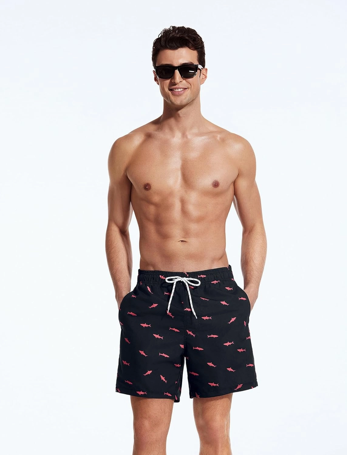 Mens Swim Trunks 6 Inch Inseam Mesh Lining Bathing Suits Quick Dry Beach Shorts Swimsuits Swimwear with Pockets
