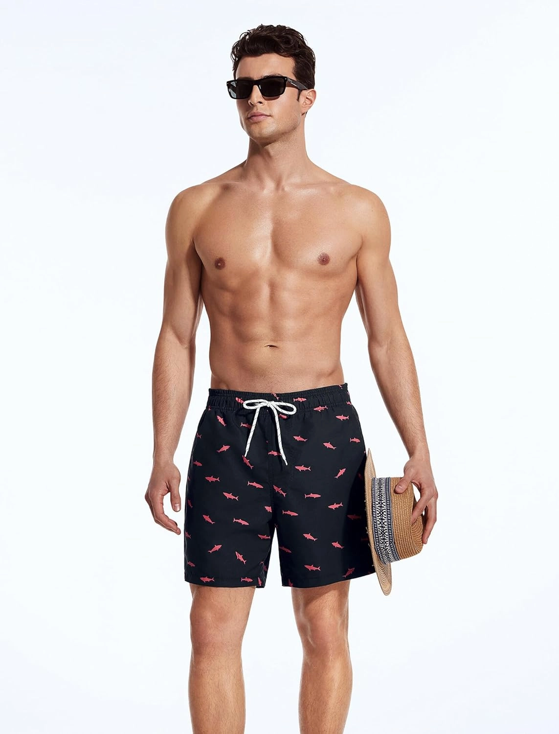 Mens Swim Trunks 6 Inch Inseam Mesh Lining Bathing Suits Quick Dry Beach Shorts Swimsuits Swimwear with Pockets
