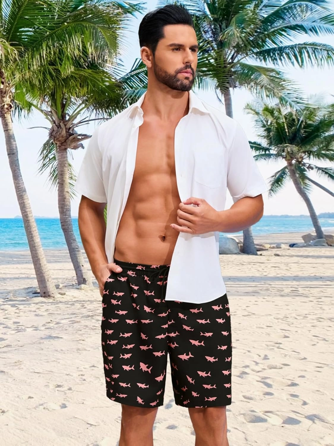 Mens Swim Trunks 7 Inch 9 Inch Quick Dry Board Shorts Swimwear Bathing Suit Beach Swim Shorts with Pockets
