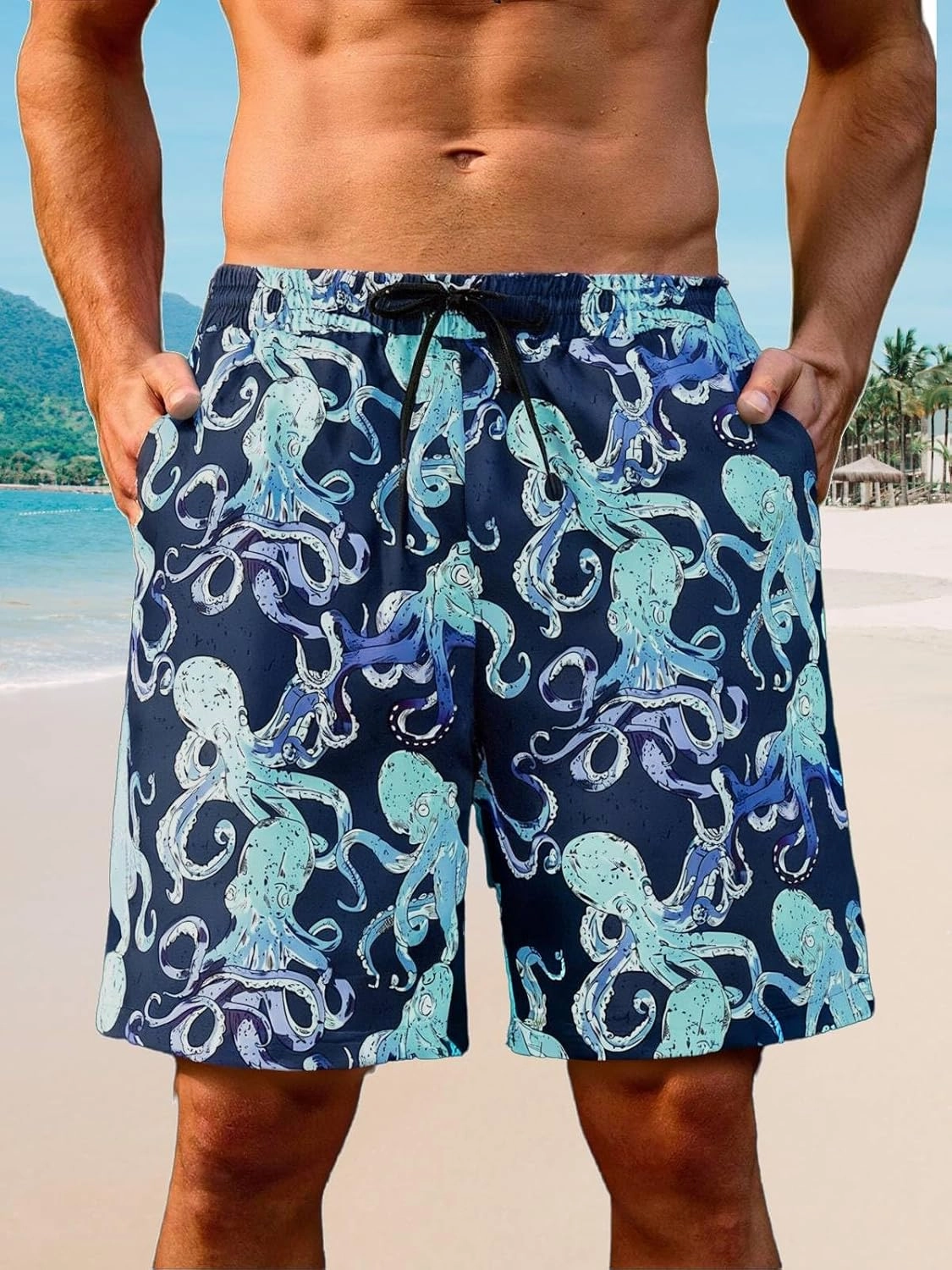 Mens Swim Trunks 7 Inch 9 Inch Quick Dry Board Shorts Swimwear Bathing Suit Beach Swim Shorts with Pockets