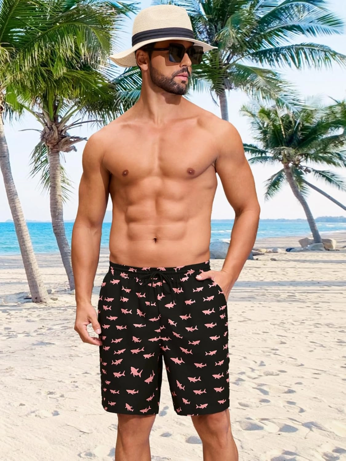 Mens Swim Trunks 7 Inch 9 Inch Quick Dry Board Shorts Swimwear Bathing Suit Beach Swim Shorts with Pockets