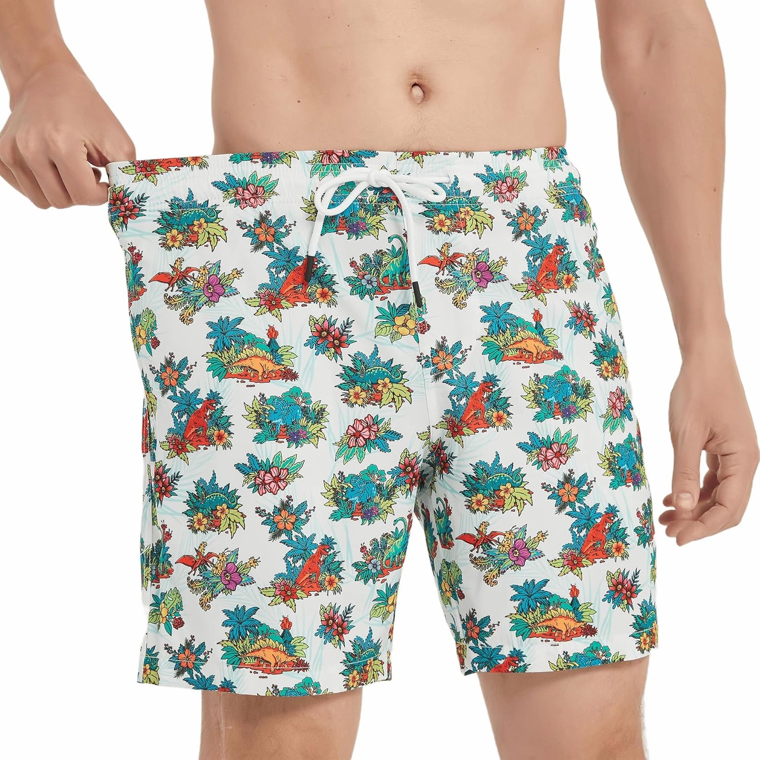Mens Swim Trunks 7 Inch Inseam Board Shorts with Compression Liner Swimsuit Bathing Suit Quick Dry
