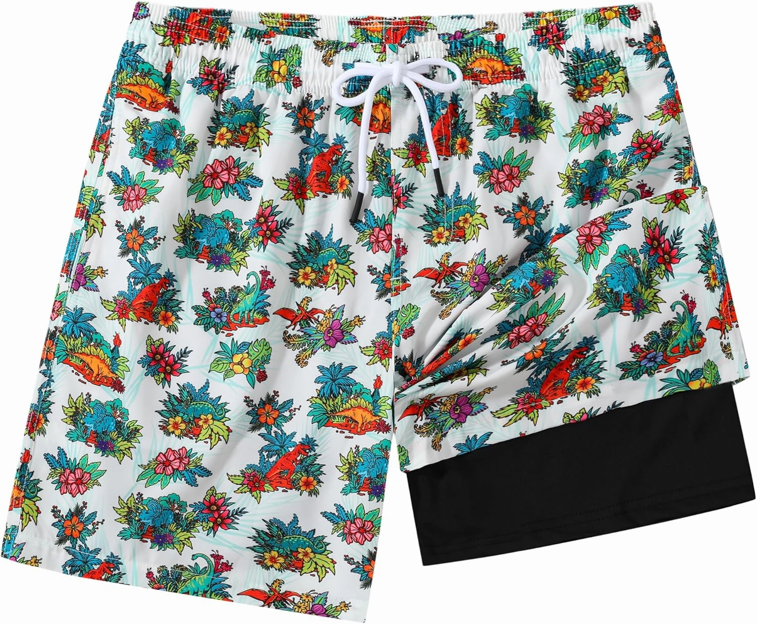 Mens Swim Trunks 7 Inch Inseam Board Shorts with Compression Liner Swimsuit Bathing Suit Quick Dry
