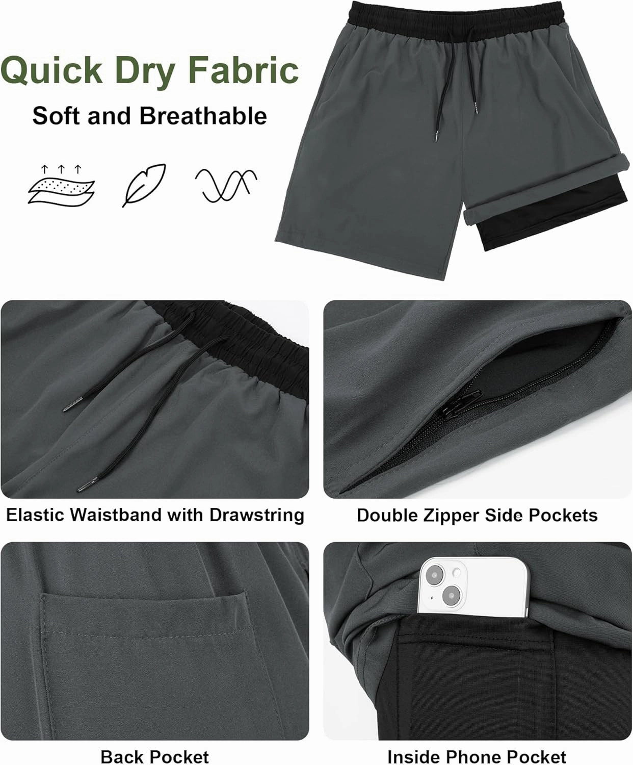 Mens Swim Trunks 7" Quick Dry Swim Shorts Swimsuit Swimming Trunks Swimwear with Pockets