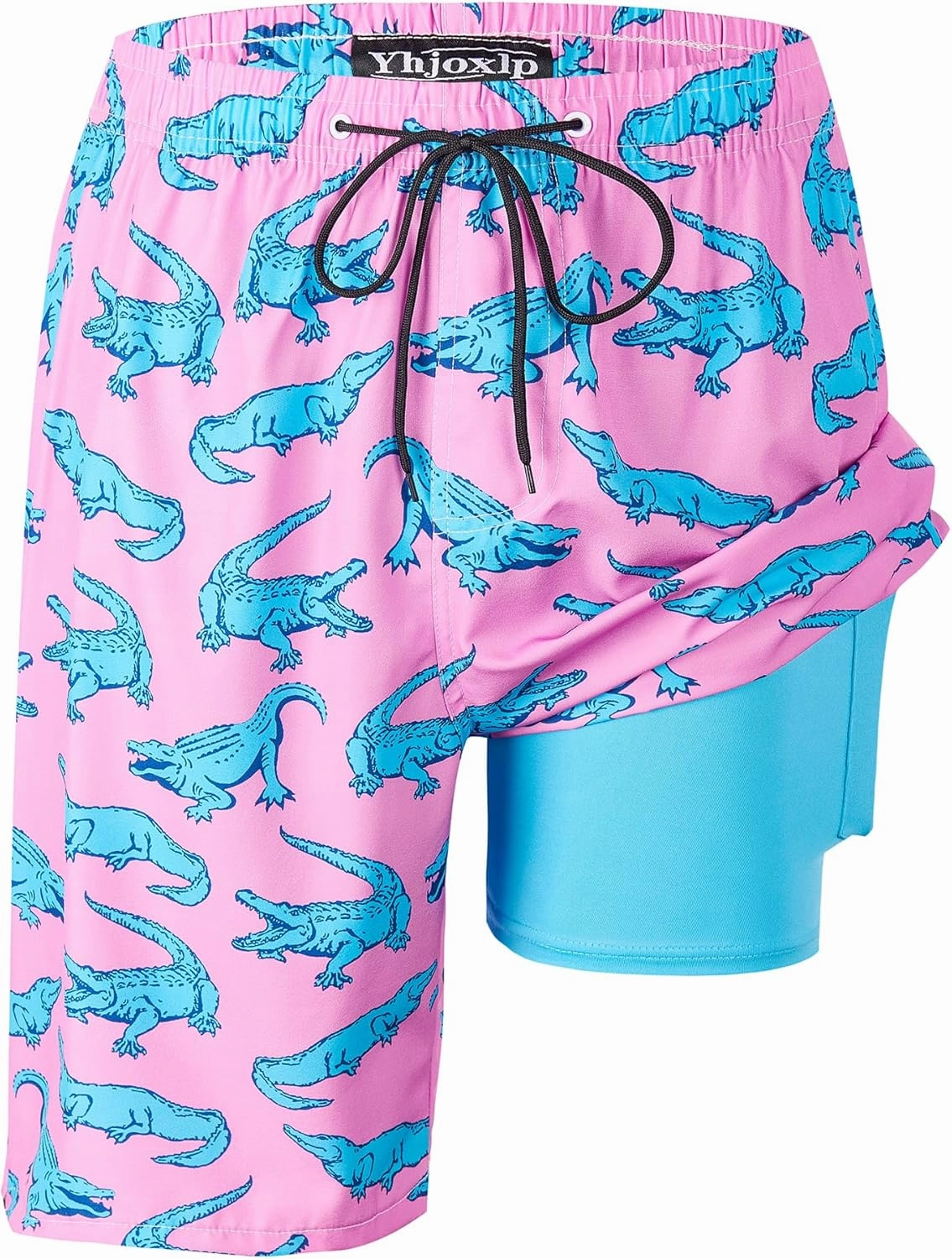 Mens Swim Trunks 9 Inch Inseam Stretch Board Shorts Built-in Quick Dry Swimwear Bathing Suits with Compression Liner