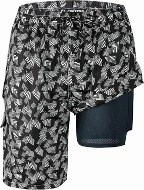 Mens Swim Trunks 9" Board Shorts with Compression Liner Swimsuit Built-in Bathing Suit Quick Dry Swimwear Zipper Pocket