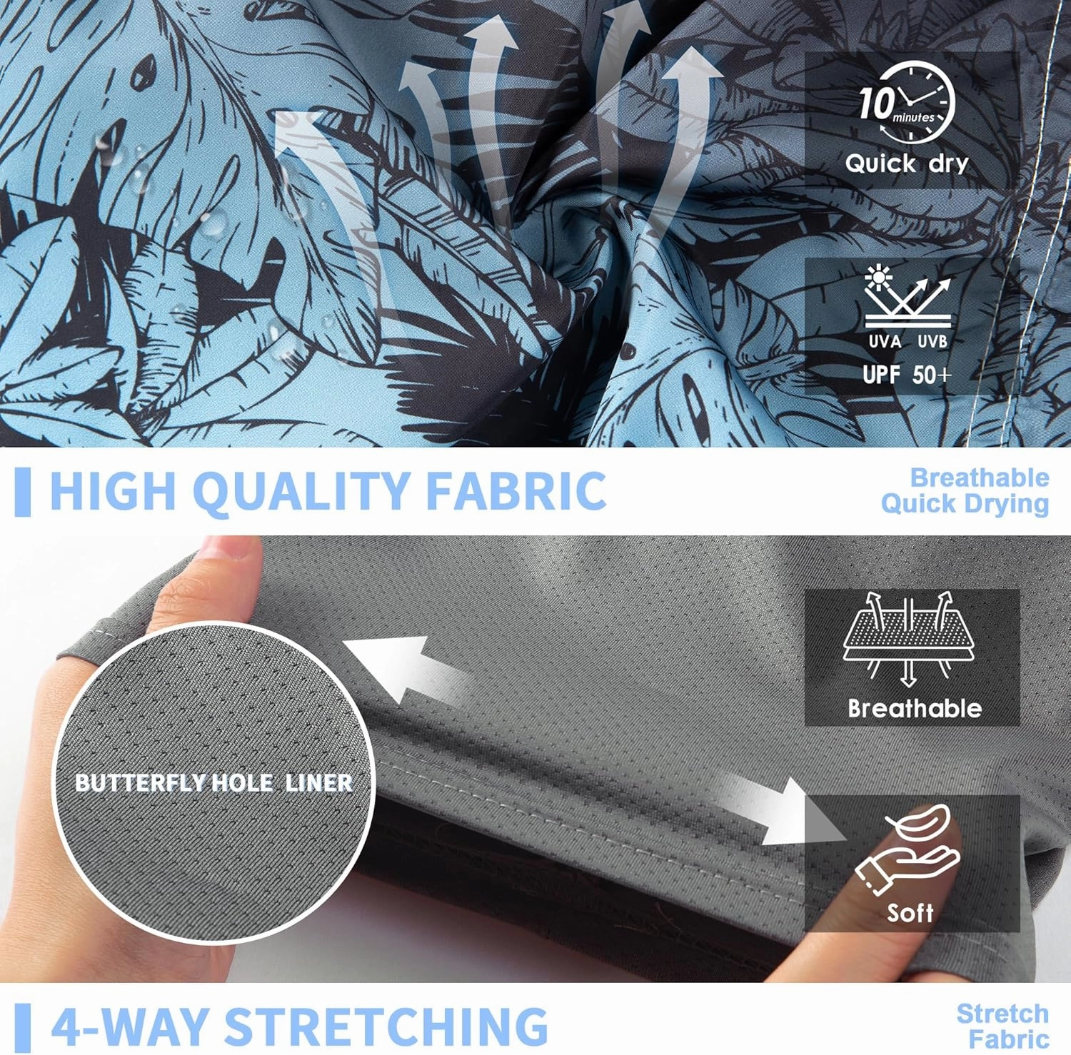 Mens Swim Trunks 9" Board Shorts with Compression Liner Swimsuit Built-in Bathing Suit Quick Dry Swimwear Zipper Pocket