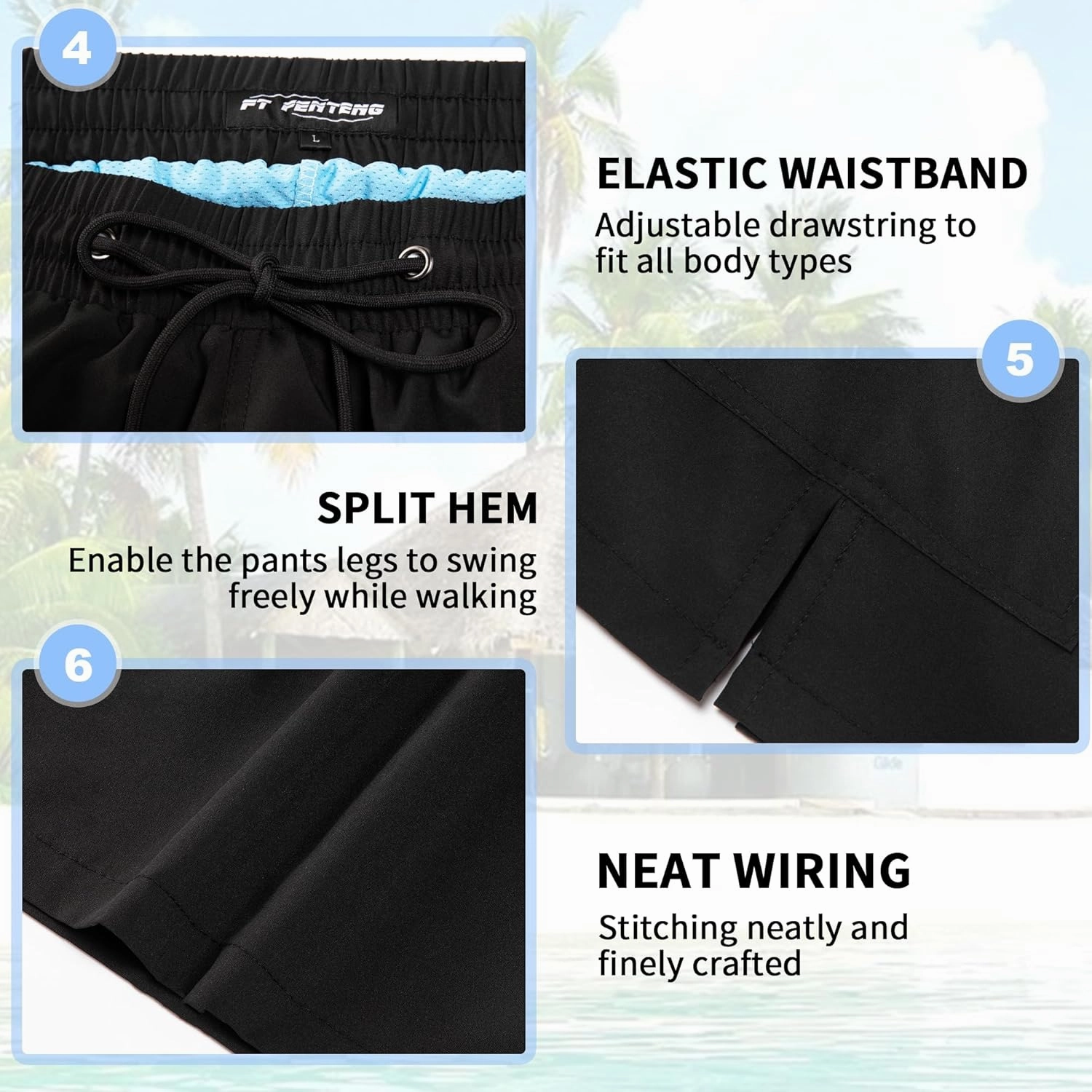 Mens Swim Trunks 9" Board Shorts with Compression Liner Swimsuit Built-in Bathing Suit Quick Dry Swimwear Zipper Pocket