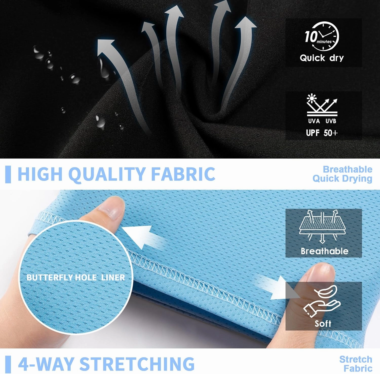 Mens Swim Trunks 9" Board Shorts with Compression Liner Swimsuit Built-in Bathing Suit Quick Dry Swimwear Zipper Pocket