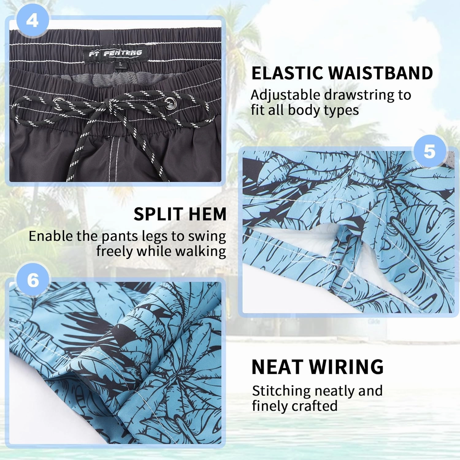 Mens Swim Trunks 9" Board Shorts with Compression Liner Swimsuit Built-in Bathing Suit Quick Dry Swimwear Zipper Pocket