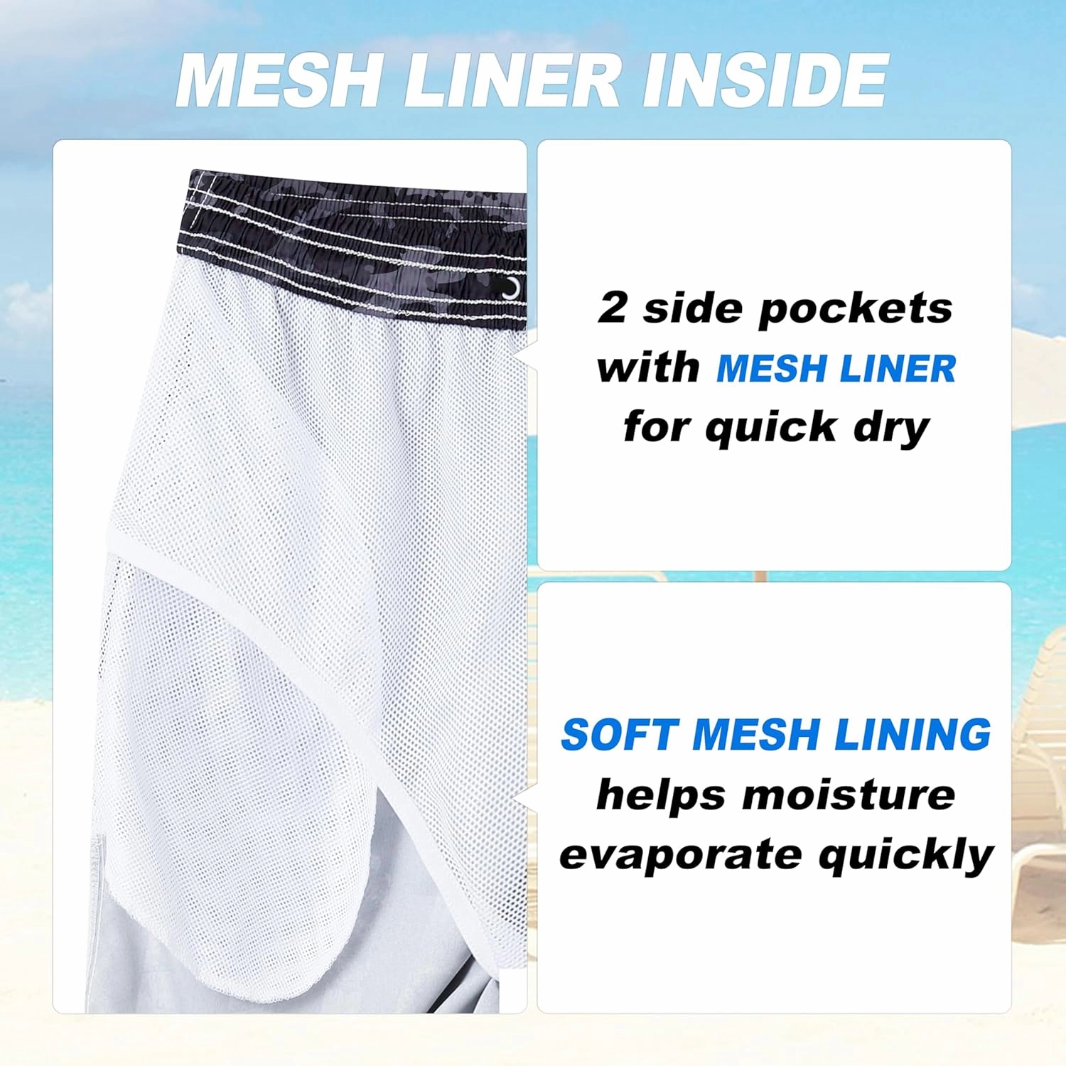 Mens Swim Trunks Quick Dry Board Shorts with Mesh Lining, Breathable Fit Print Beach Shorts Swimwear Bathing Suits