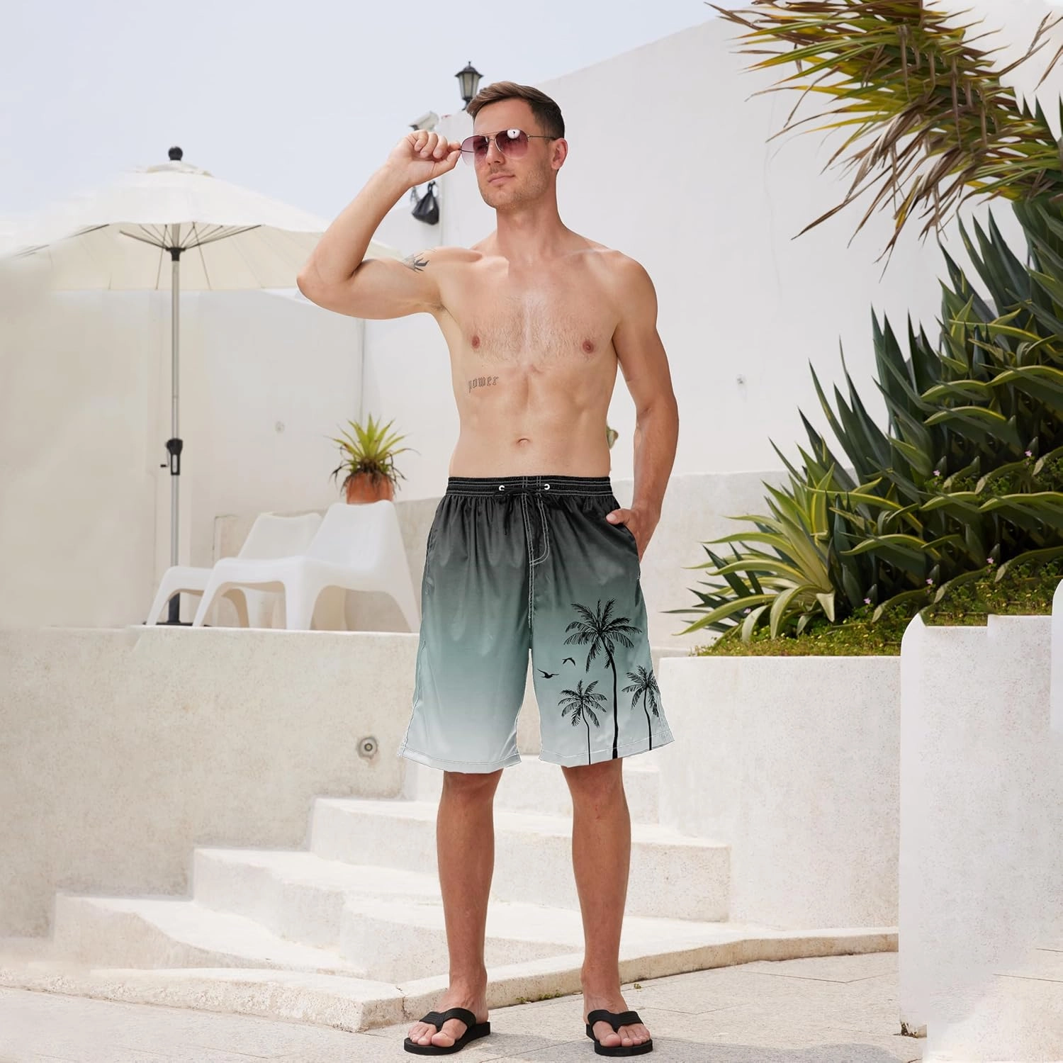 Mens Swim Trunks Quick Dry Board Shorts with Mesh Lining, Breathable Surf Beach Shorts Swimwear Bathing Suits