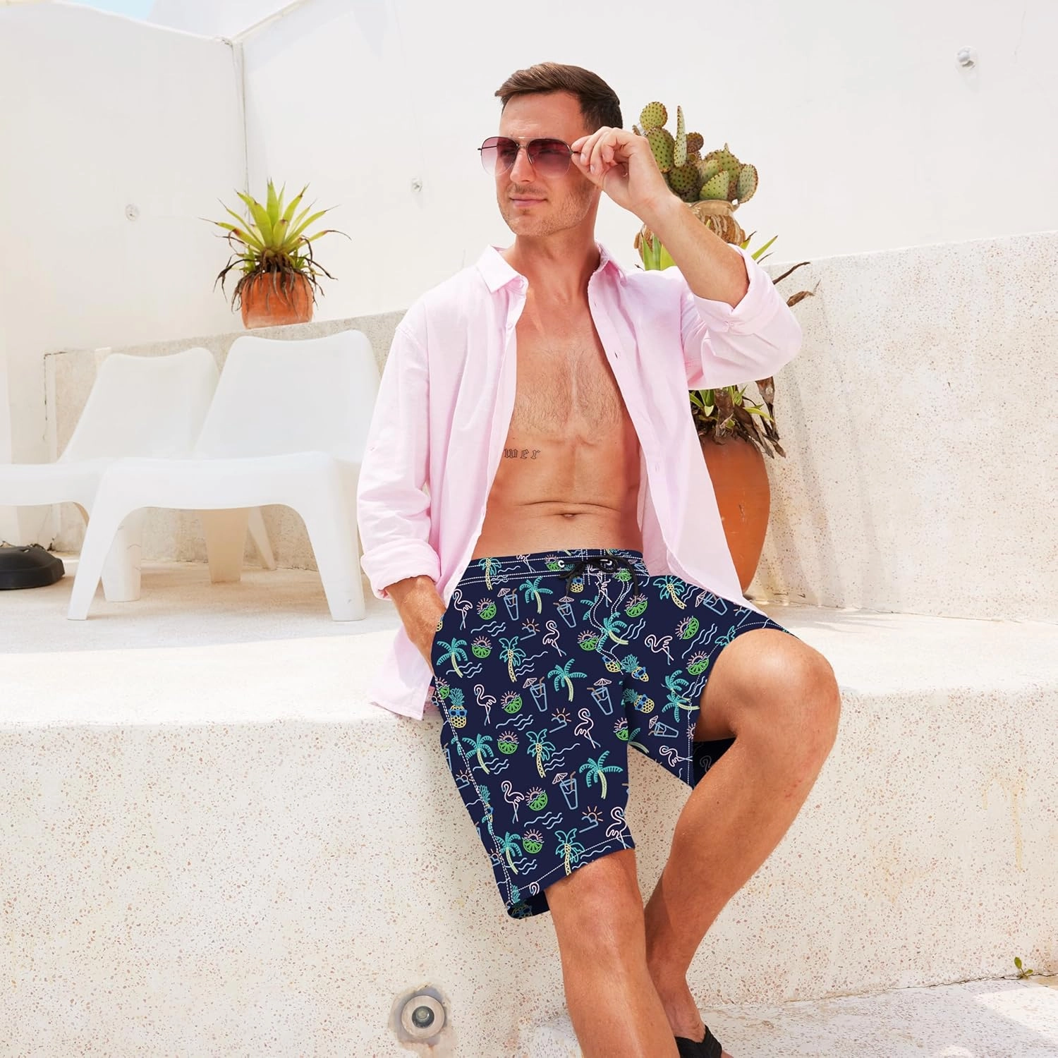 Mens Swim Trunks Quick Dry Board Shorts with Mesh Lining, Breathable Surf Beach Shorts Swimwear Bathing Suits