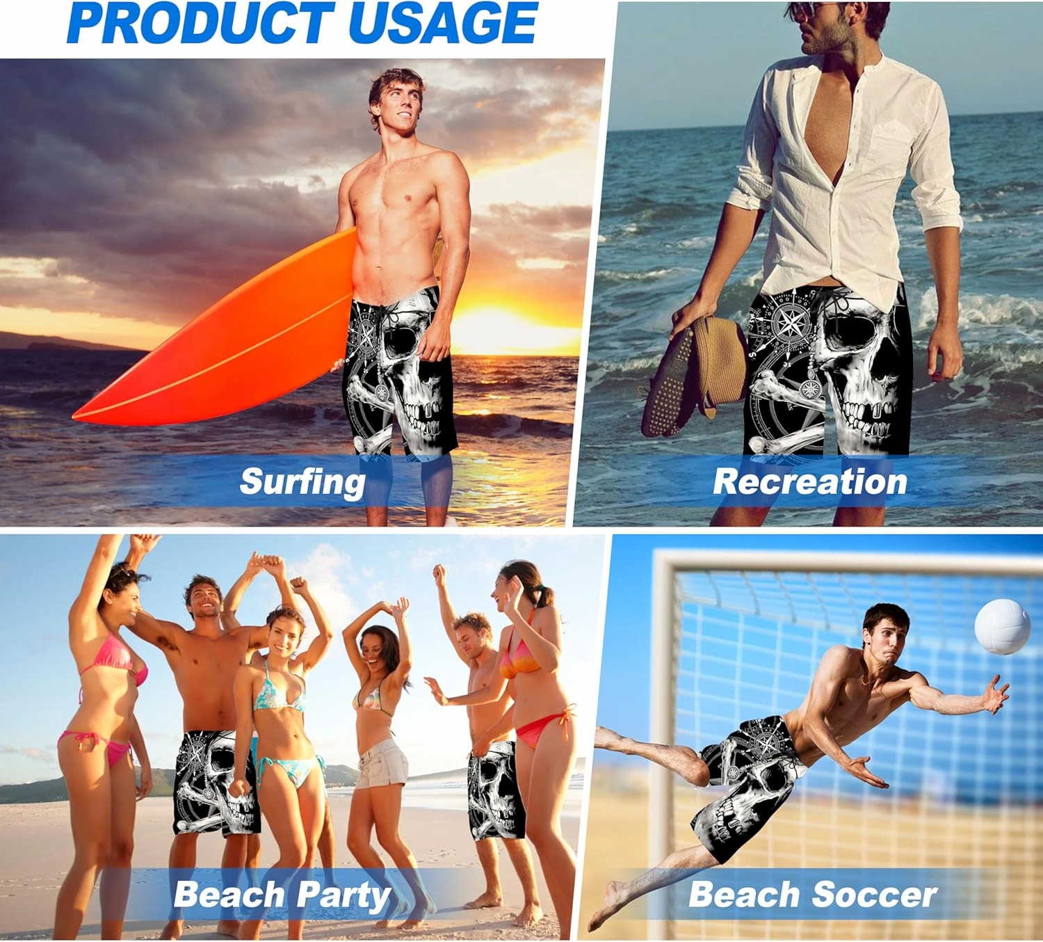 Mens Swim Trunks Quick Dry Board Shorts with Mesh Lining, Breathable Surf Beach Shorts Swimwear Bathing Suits