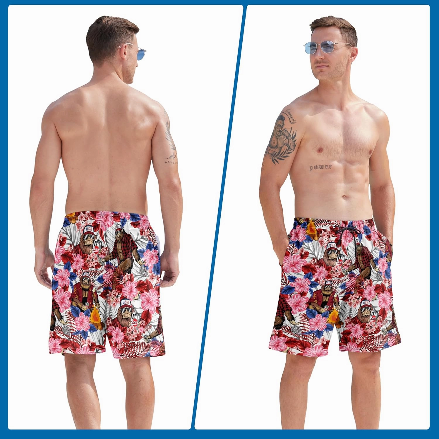 Mens Swim Trunks Quick Dry Board Shorts with Mesh Lining, Breathable Surf Beach Shorts Swimwear Bathing Suits