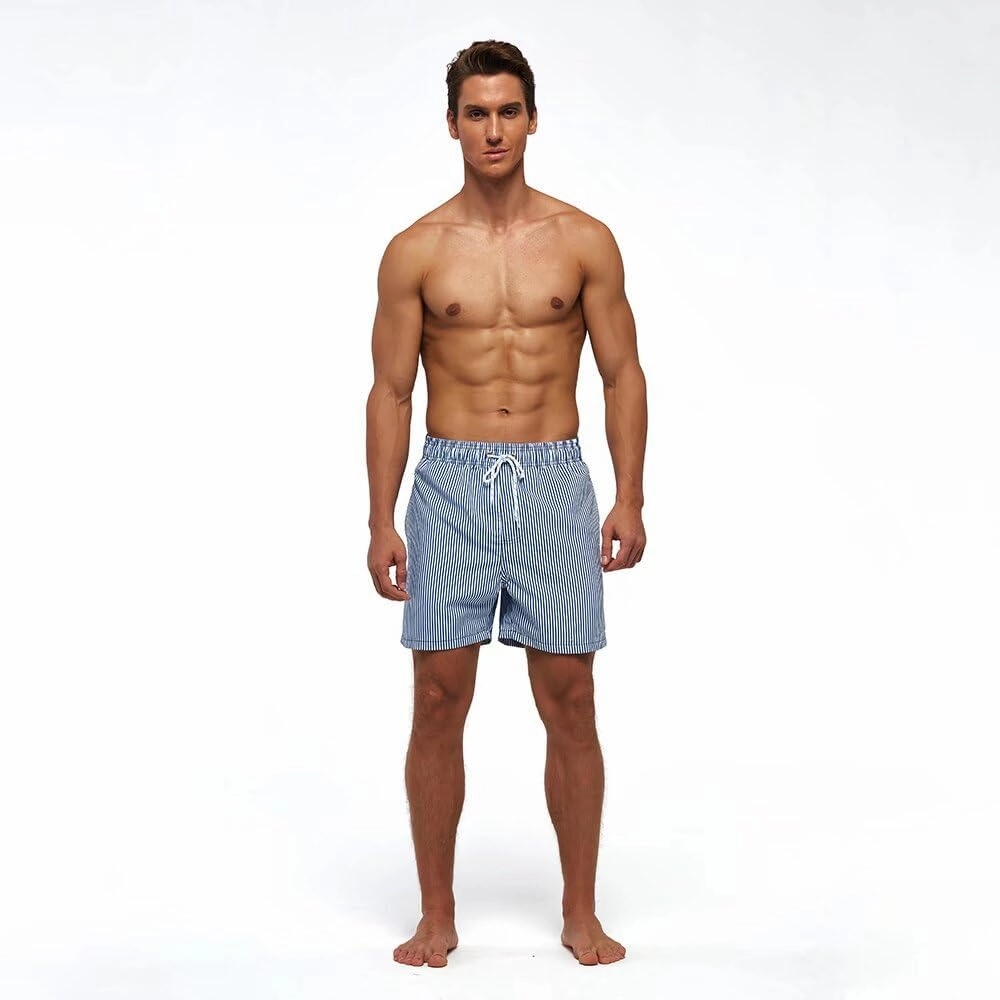 Mens Swim Trunks Quick Dry Boardshorts with Mesh Lining Above Knee Swimwear Bathing Suits