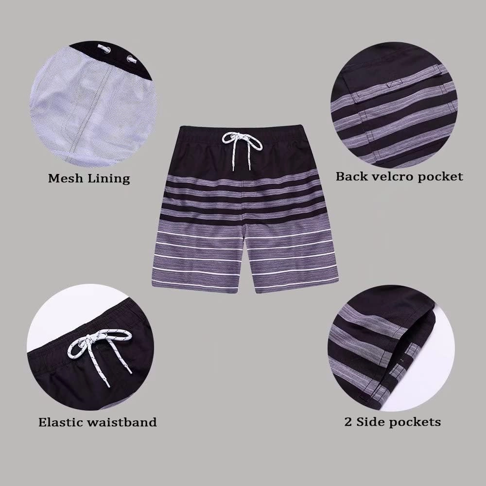 Mens Swim Trunks Quick Dry Boardshorts with Mesh Lining Above Knee Swimwear Bathing Suits