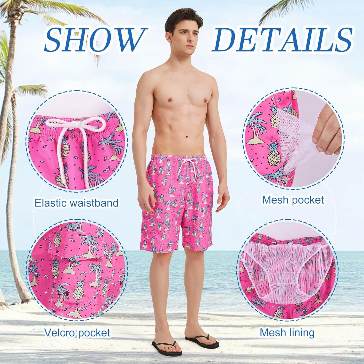 Mens Swim Trunks Swim Shorts Swimming Trunks Swimsuit Quick Dry with Mesh Lining Swimwear