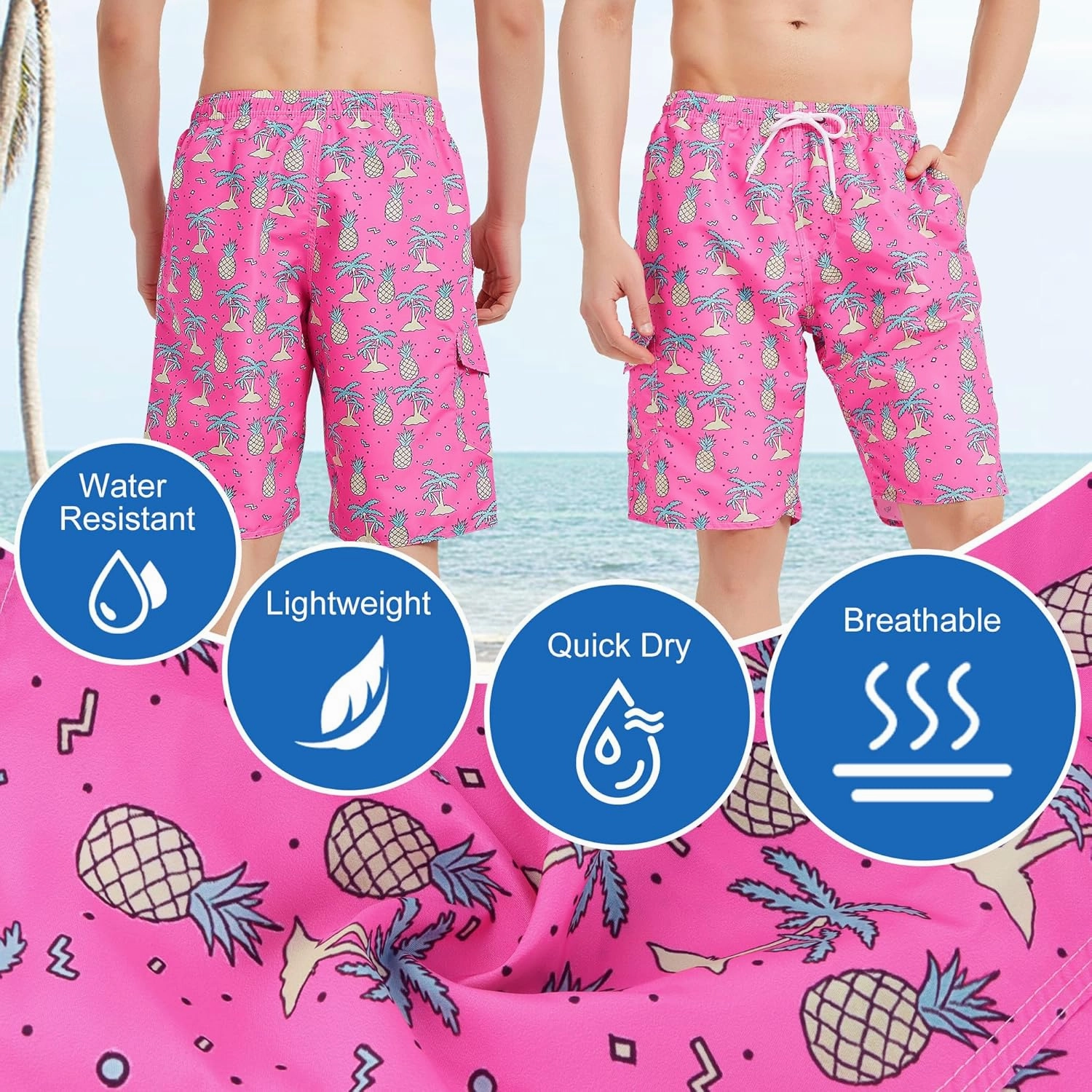 Mens Swim Trunks Swim Shorts Swimming Trunks Swimsuit Quick Dry with Mesh Lining Swimwear