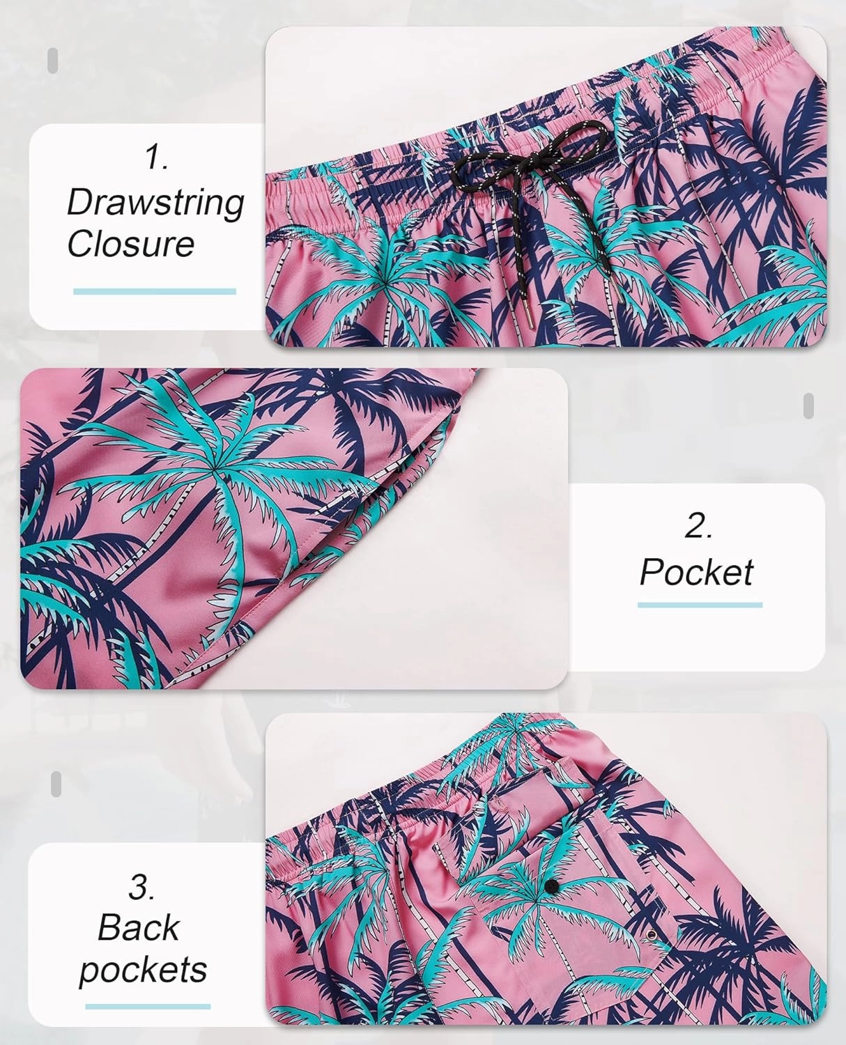 Mens Swim Trunks with Compression Lined Short Bathing Suits for Men 5 Inch Inseam Liner Men's Swimming Trunk