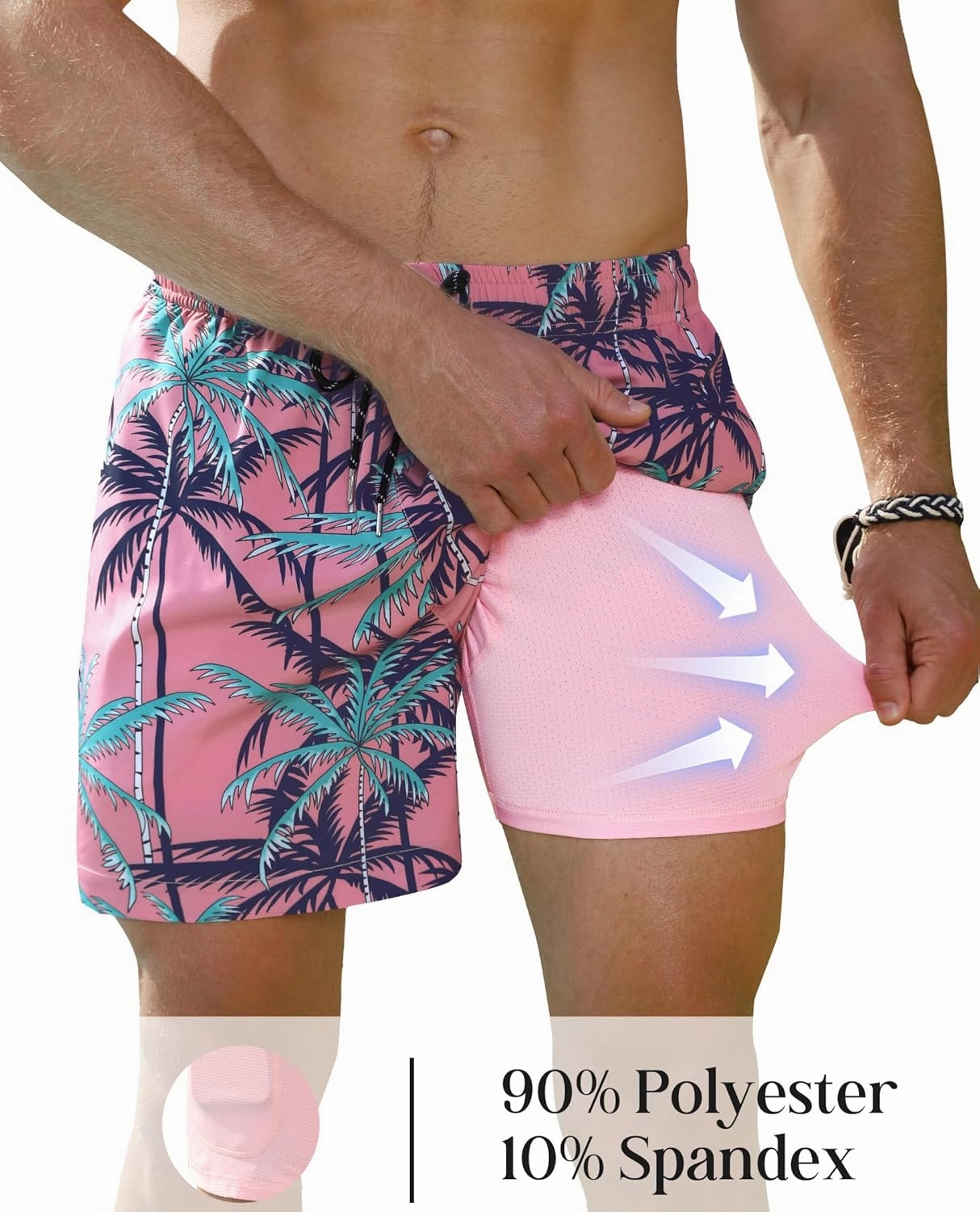 Mens Swim Trunks with Compression Lined Short Bathing Suits for Men 5 Inch Inseam Liner Men's Swimming Trunk