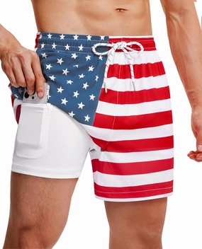 Mens Swim Trunks with Compression Lined Short Bathing Suits for Men 5 Inch Inseam Liner Men's Swimming Trunk