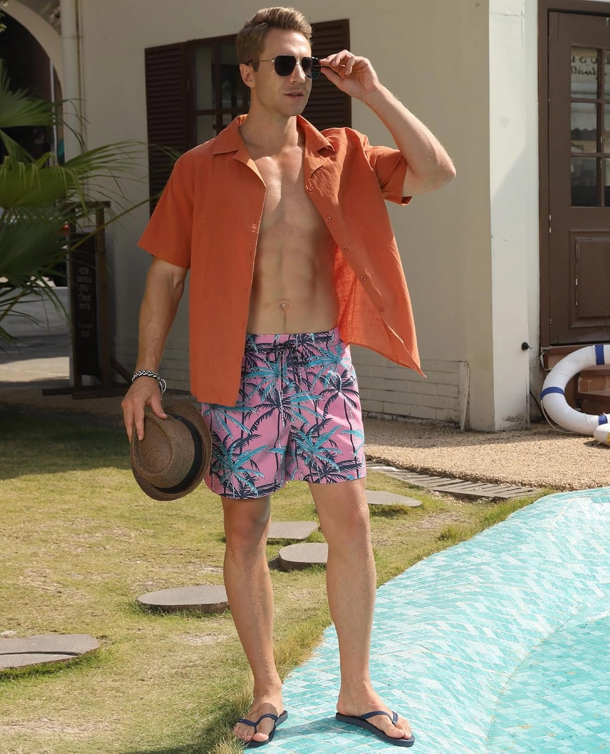 Mens Swim Trunks with Compression Lined Short Bathing Suits for Men 5 Inch Inseam Liner Men's Swimming Trunk