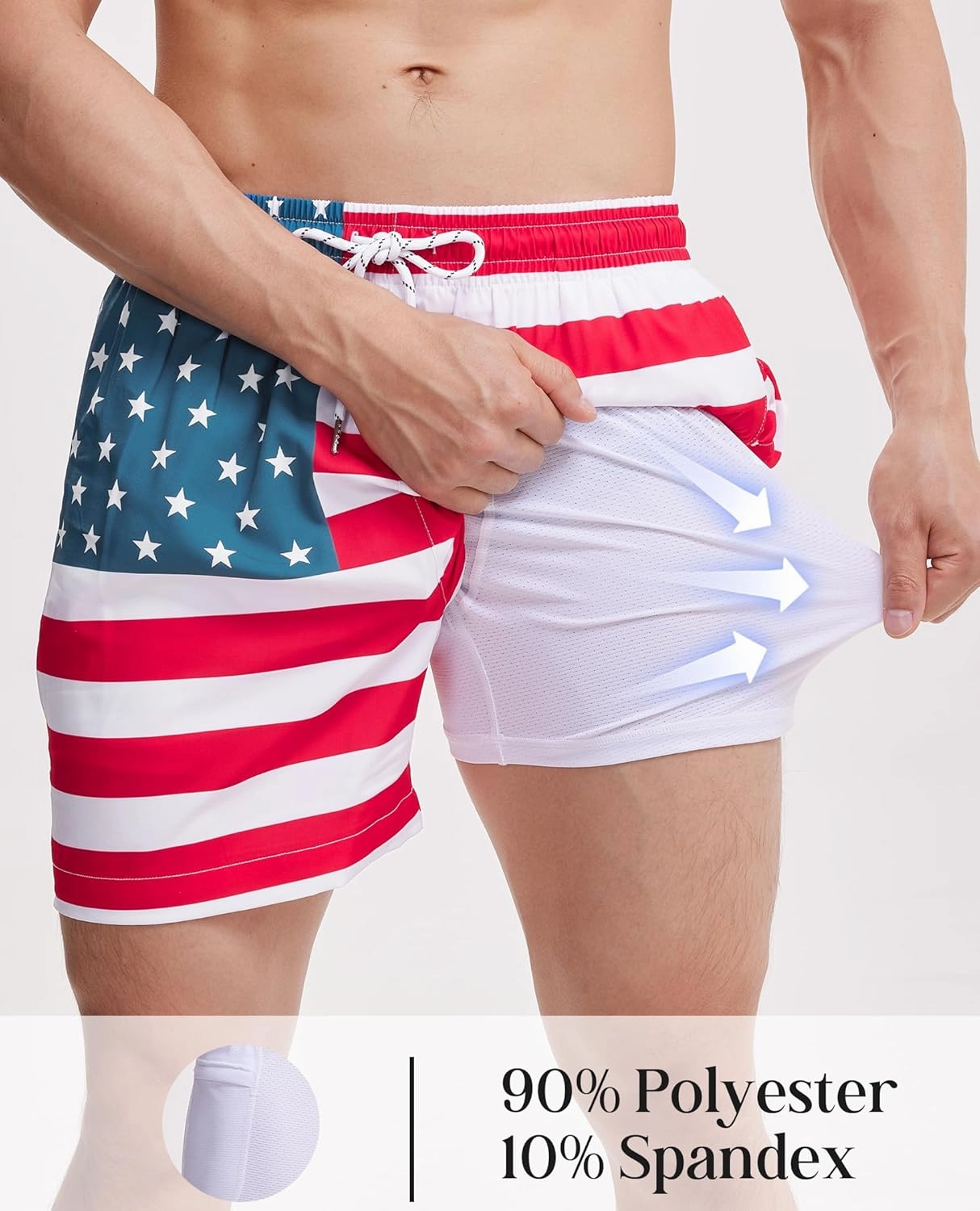 Mens Swim Trunks with Compression Lined Short Bathing Suits for Men 5 Inch Inseam Liner Men's Swimming Trunk