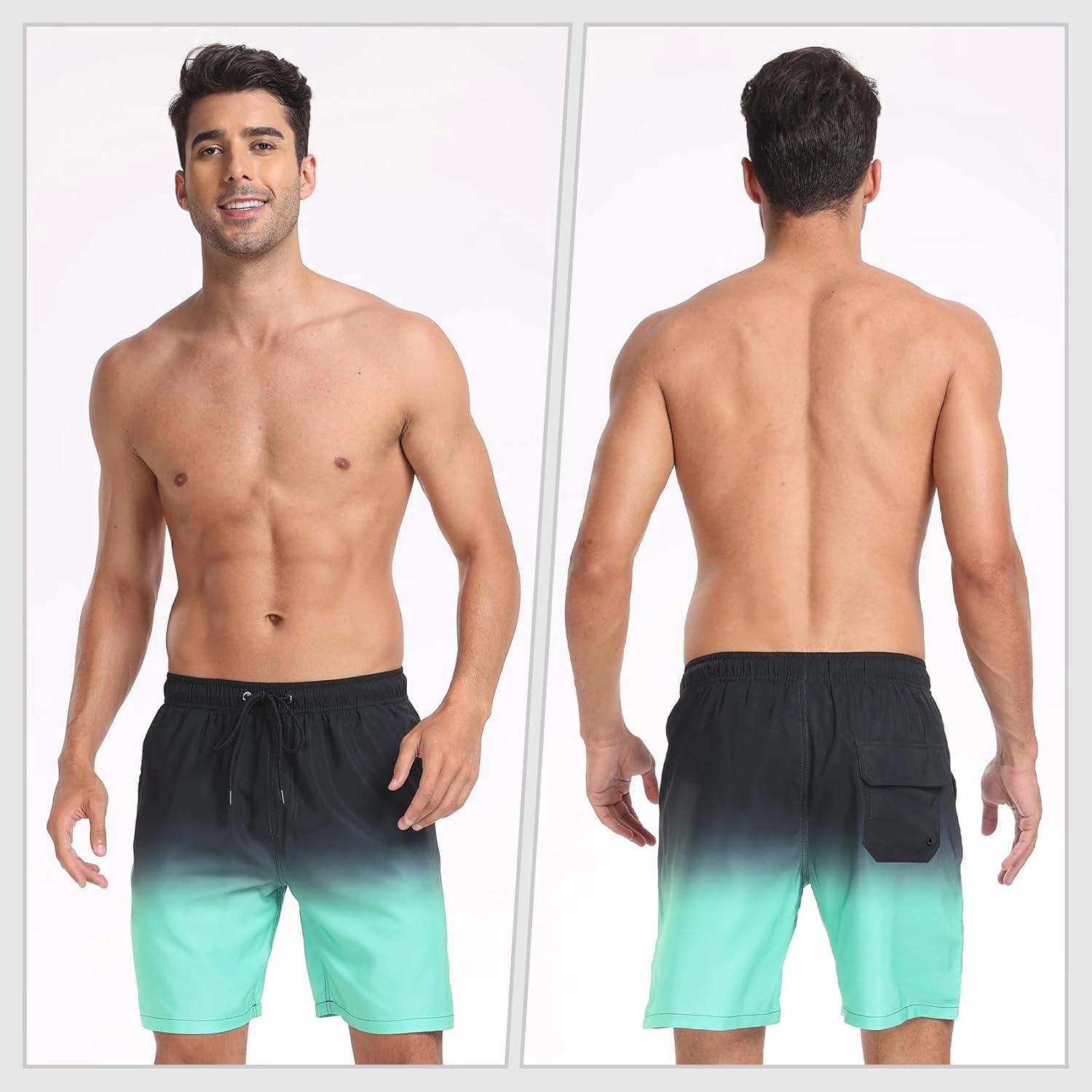 Mens Swim Trunks with Compression Liner 2 in 1 Quick Dry Swimming Shorts Swimwear Bathing Suits with Pockets