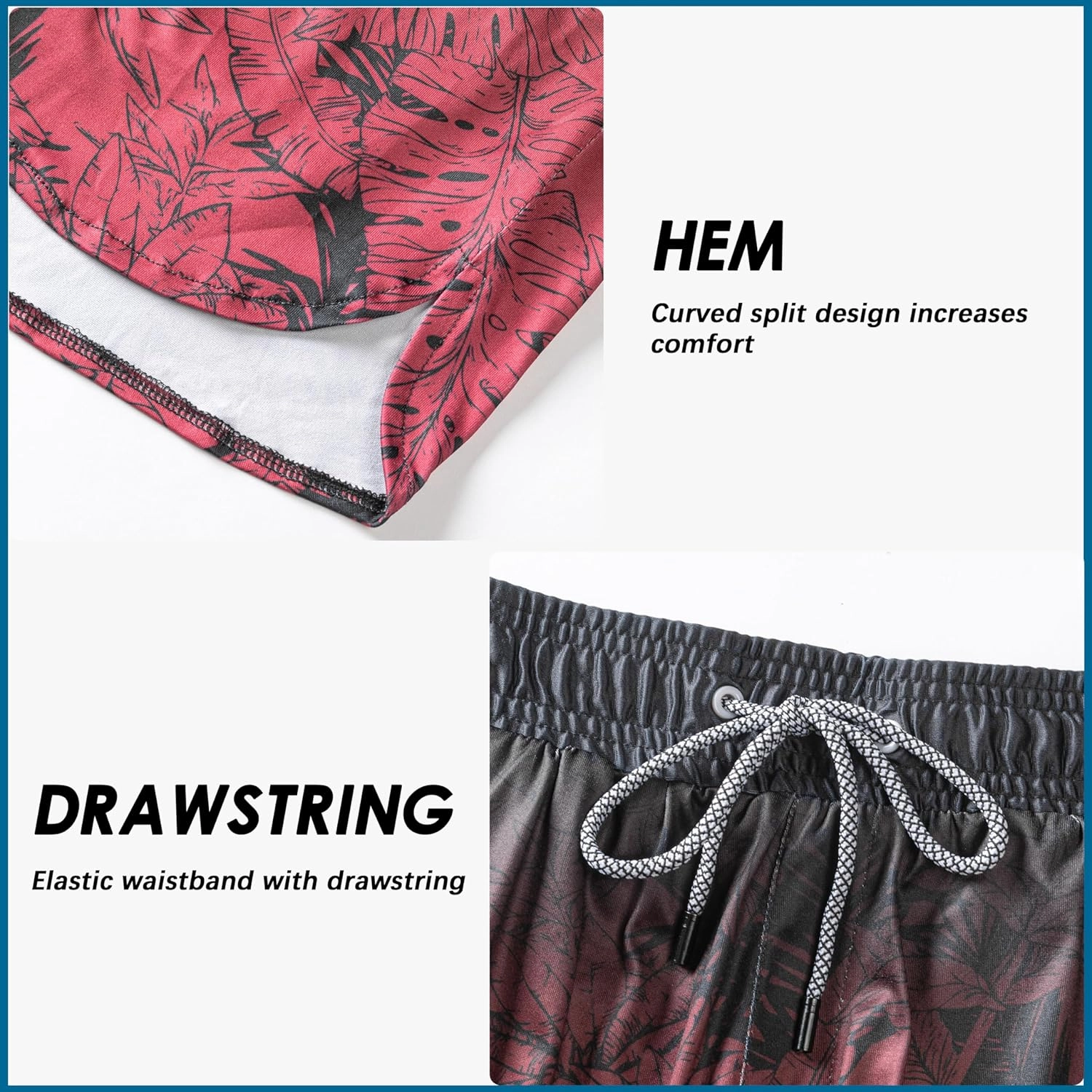 Mens Swim Trunks with Compression Liner 5.5" Board Shorts with Zipper Pockets 2 in 1 Quick Dry Bathing Suits